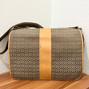 Vintage Y2K COACH F77004 Brown Signature Hudson Commuter Messenger Laptop Bag